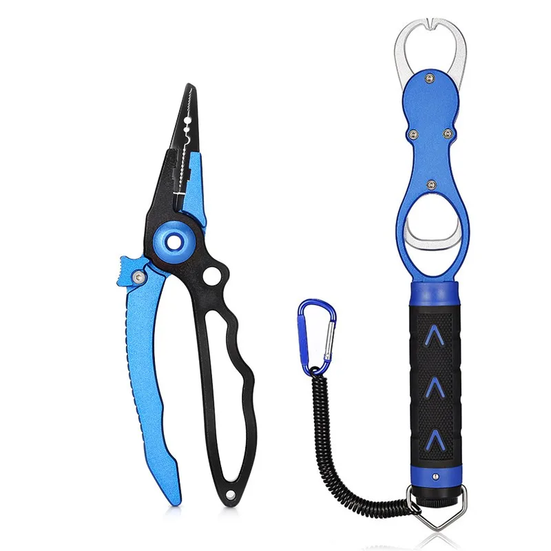 

Self-locking Aluminum Multi-functional Fishing Pliers Tackle Fish Bait Lure Tool Split Ring Cutter Fishing Holder Hooks Remover