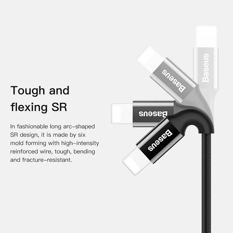 Светящийся usb-кабель питания Baseus для iPhone Xs Max XR кабель для быстрой зарядки и синхронизации данных для iPhone 8 7 6s Plus iPad светодиодный кабель для зарядного устройства магнитный кабель зарядка для айфона