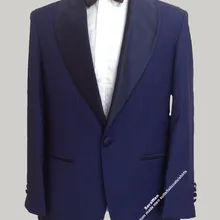 Сделанный на заказ Duke синий смокинг куртка с широкими темно-синими шалью с отворотами строгий синий смокинг куртка с брюками, темно-синий ужин куртка