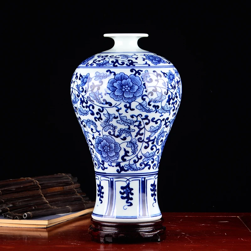 Jingdezhen антикварные синие и белые фарфоровые вазы сцепляющийся Лотос дизайнерское