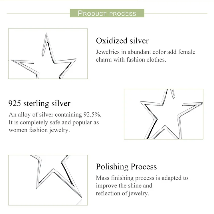 BISAER, 925 пробы, серебро, современный Звездный светильник, геометрические серьги-гвоздики для женщин, свадебные ювелирные изделия из стерлингового серебра ECE107