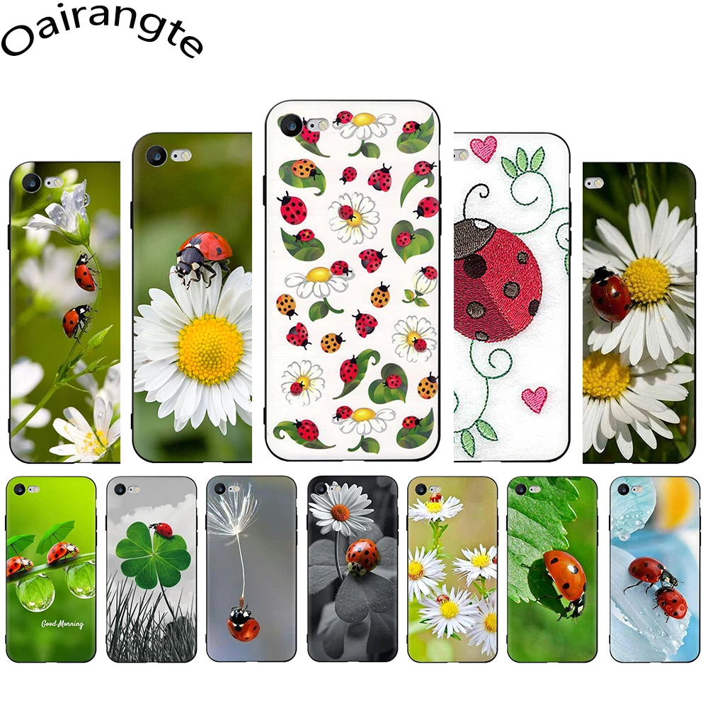 

Leaf ladybug daisy Soft Silicone Phone Cover Case for iphone 5 5s SE 6 6s 7 8 Plus X XR XS Max 11 Pro Max