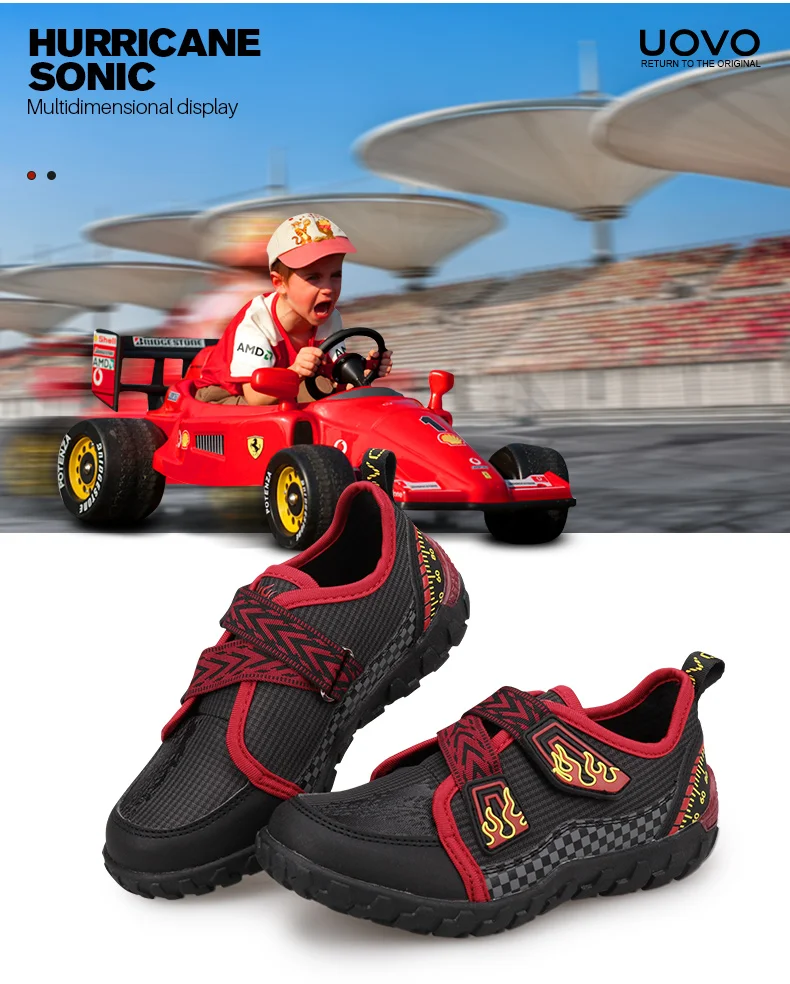 Новая спортивная обувь для мальчиков и девочек UOVO, детская обувь, дышащая детская обувь, прочные резиновые повседневные кроссовки на плоской подошве, европейские#25-30