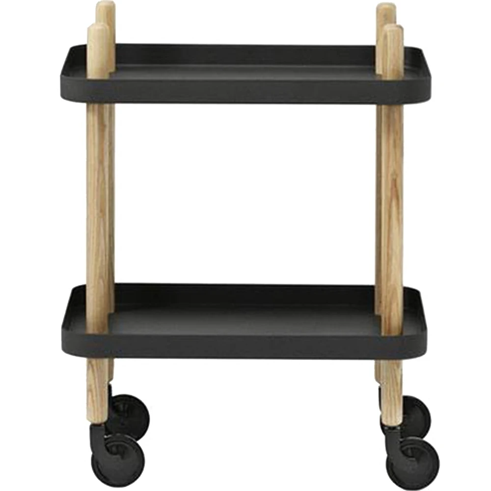 [InYard selected]Nordic simple solid wood metal moving food side counter, double deck, table, receiving, finishing cabinet