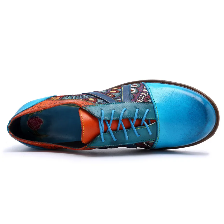 Big Size Bohemian Women Flats Shoes Genuine Leather Lace-up Oxford Vintage Casual Sneakers New Summer Spring Brogue Ladies Shoes (13)