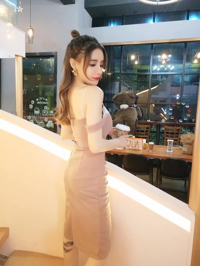 2018 New Arrivals Summer Women sexy Brassiere  strapless  A word collar  fold  Forking Paty  Dress Free Shipping