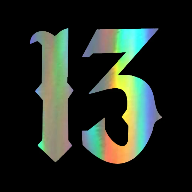 Car Sticker Vinyl 10.210.6CM Art Font 13 Fashion Car Styling Decals 3D Auto Car Body Stickers Accessories BlackSilverLaser (4)
