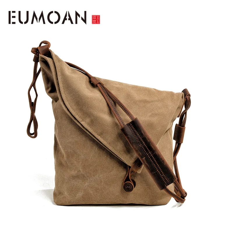 

EUMOAN Zipper single shoulder Male bag, men's canvas shoulder bag, mobile phone bag, male postman bag