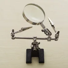 Удобный инструменты для дома паяльная подставка с 5X Увеличительное стекло 2 зажимы типа «крокодил» 360 градусов вращающийся регулируемый