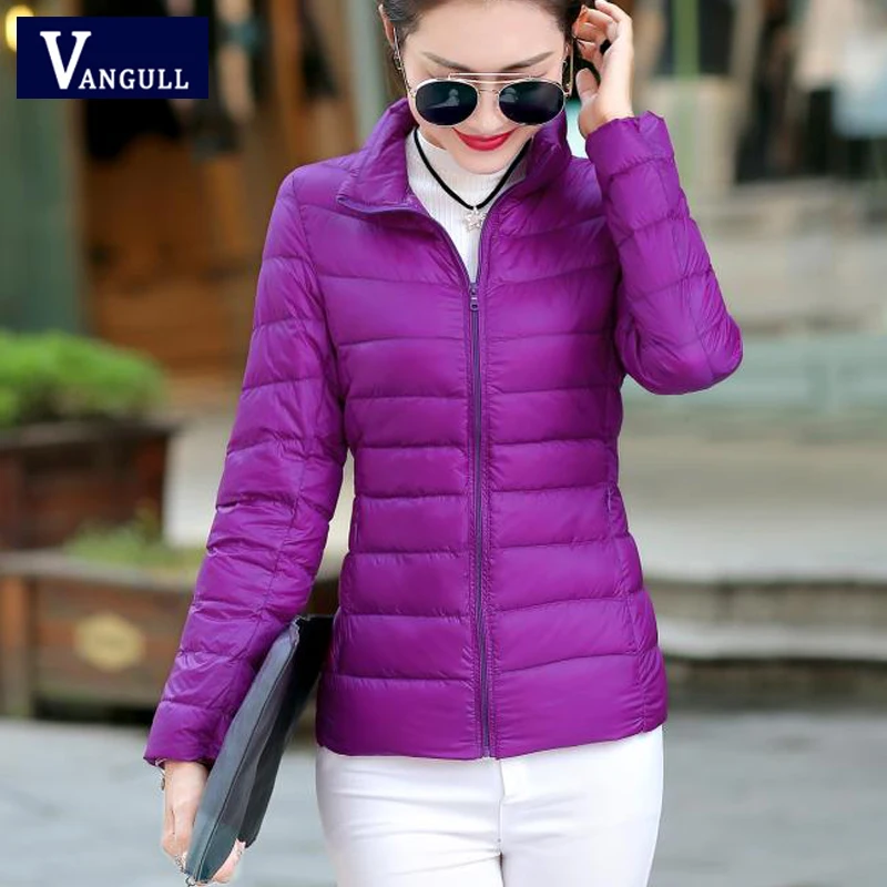Vangull Для женщин Зимняя одежда Базовая куртка одноцветное тонкое теплое тонкое пальто Повседневное стиль с длинным рукавом на молнии хлопковые парки