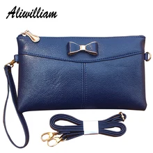 Aliwilliam Female Clutch Bag Zipper Cute Bow Messenger Bag Coin Purse Ladies Soft PU Leather Wristlet Bags Girl Day Clutches Bag