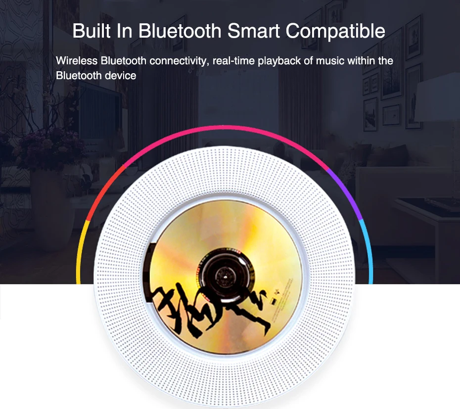 Настенный Bluetooth CD-плеер портативный динамик выдвижной переключатель с дистанционным динамиком fm-радио USB привод CD DVD VCD WMA AVI плеер