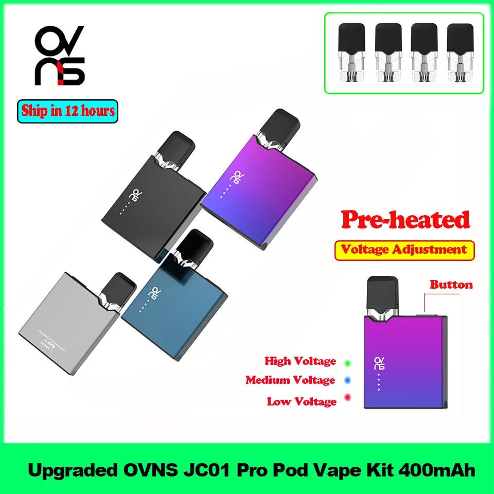 

OVNS JC01 Pro Pod Kit 400mAh Vape Pen Starter Kit 1ML Refillable Cartridge Pod Preheating Vape Box Kit vs JC01 Kit fit JUL