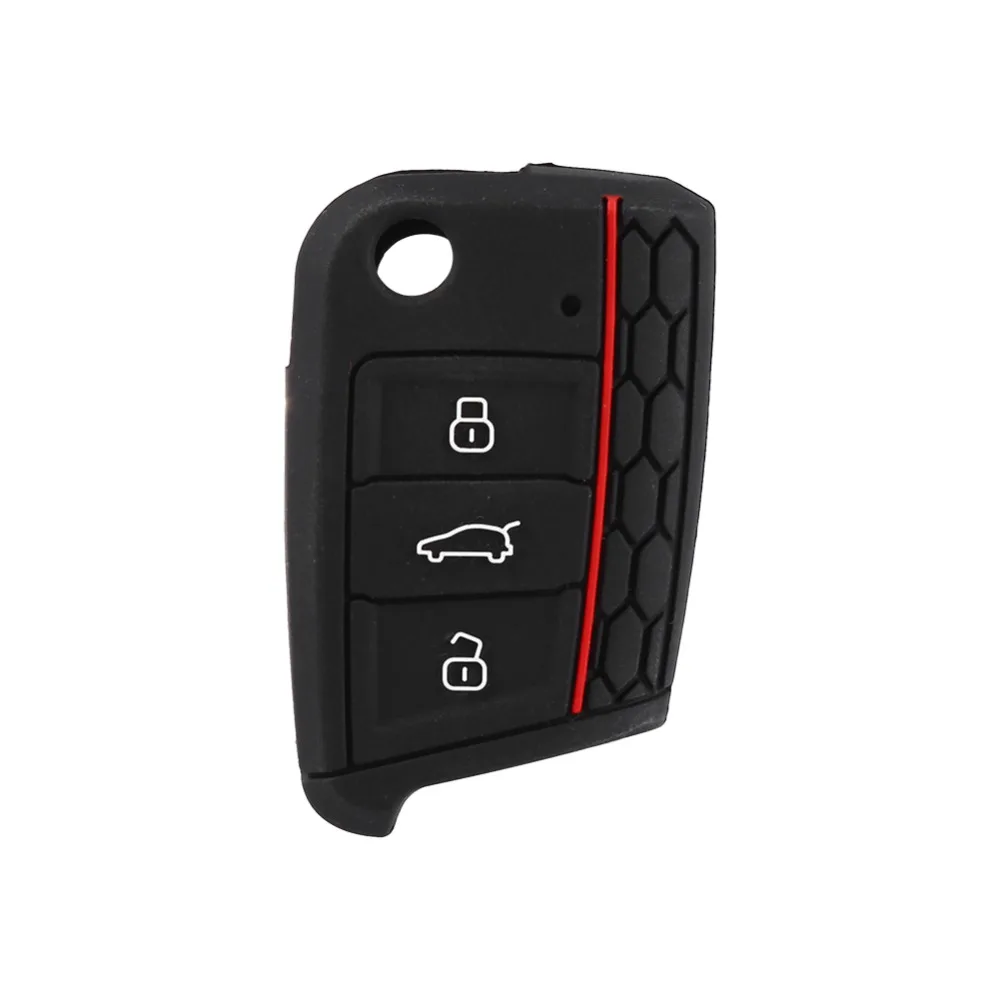 Silicone 3 Buttons Remote Car Keyless Key Case Cover Shell fit for Volkswagen VW Golf 7