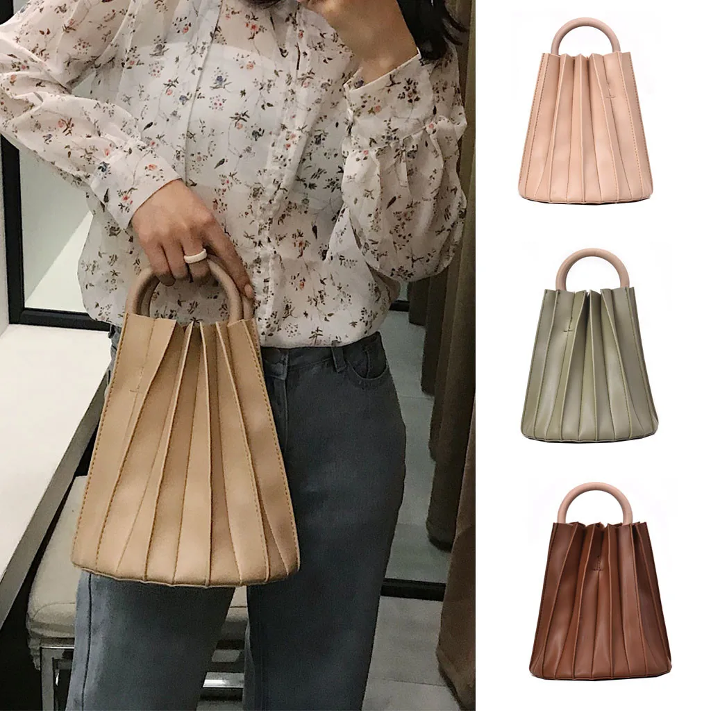 

Coneed Hot!!! Summer Women Retro Pure Color PU Leather Bouffant Tote Handbag Shoulder Bag Beach Bag 2019 Apr26 P40