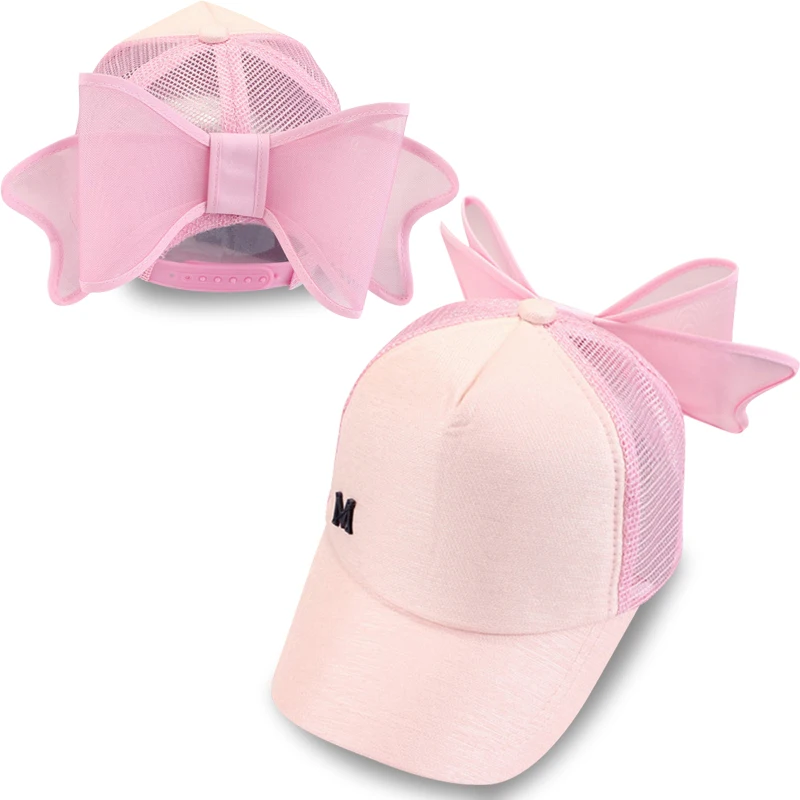 Snapback, с большим бантом, сетчатая Женская бейсбольная кепка, M mark, розовая сетчатая шляпа с бантом, летняя женская кепка, s, брендовая, для взрослых, козырек, женские солнцезащитные шапки