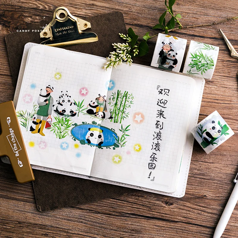 

12 pcs/Lot Chinese treasure Panda washi tapes Decorative masking tapes stickers Diary book frame phone sticker FJ475