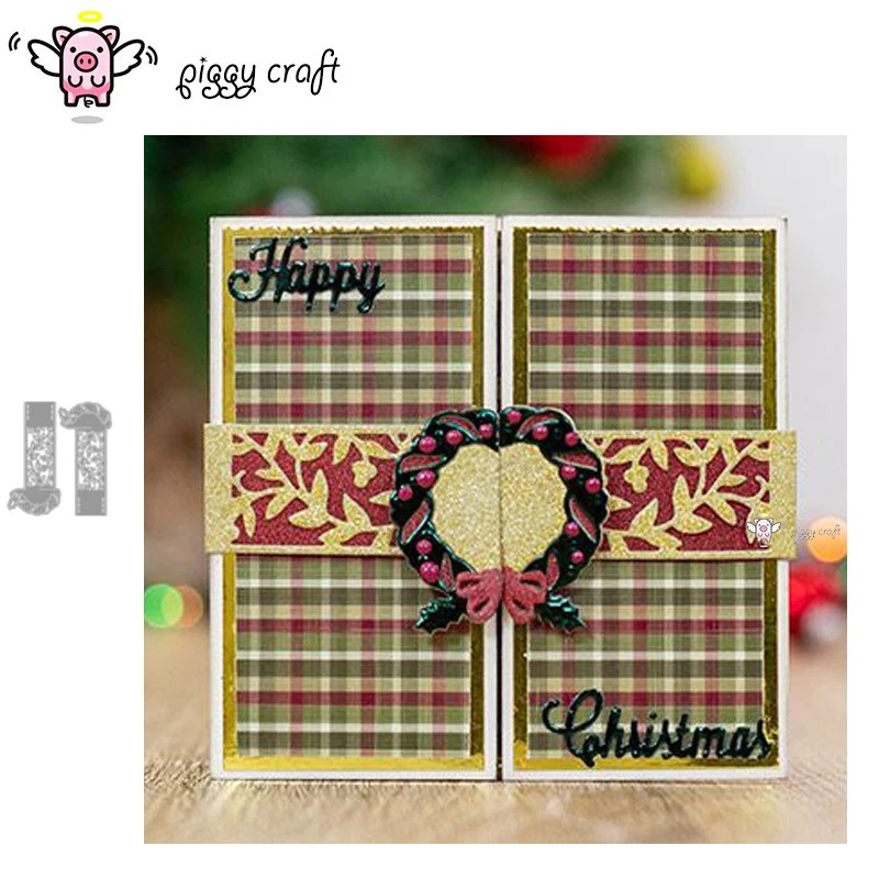 

Piggy Craft metal cutting dies cut die mold Christmas wreath buckle Scrapbook paper craft knife mould blade punch stencils dies