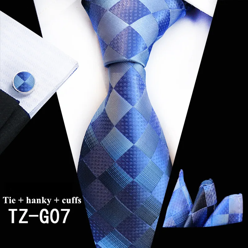 Новая мода Простой Цветочный галстук мужской 8 см набор шелковых галстуков синий зеленый фиолетовый желтый серый красный свадебный однотонный галстук Hanky запонки набор - Цвет: TZ-G07