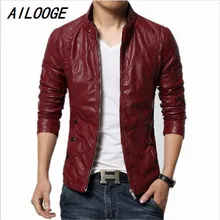 Мужская замшевая куртка мужская красная искусственная куртка из искусственной кожи Мужская мода Slim Fit мотоциклетные куртки и пальто черные коричневые кожаные куртки