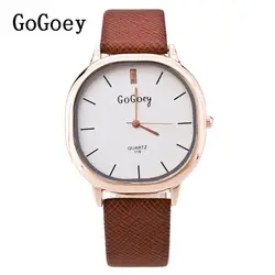 Лидер продаж Gogoey бренд из искусственной кожи часы для мужчин женщин мода Повседневное платье кварцевые наручные часы 119