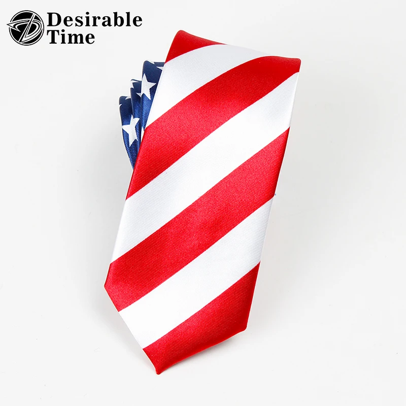 Fashion Amercian/USA Flag Tie Men Casual Stars and Stripes Skinny Neck