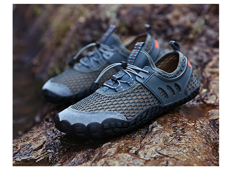 

Free Shipping Summer Breathable Air Mesh Men's Casual Shoes Tie Outdoor Wading Sneakers Summer Water Shoes for Man AQ677-691 A1