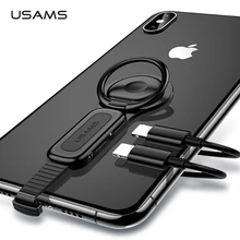 USAMS для двойного освещения кольцо держатель до 3,5 мм аудио и быстрая зарядка игровой адаптер регулируемый кронштейн для телефона для iPhone XS X IOS 12