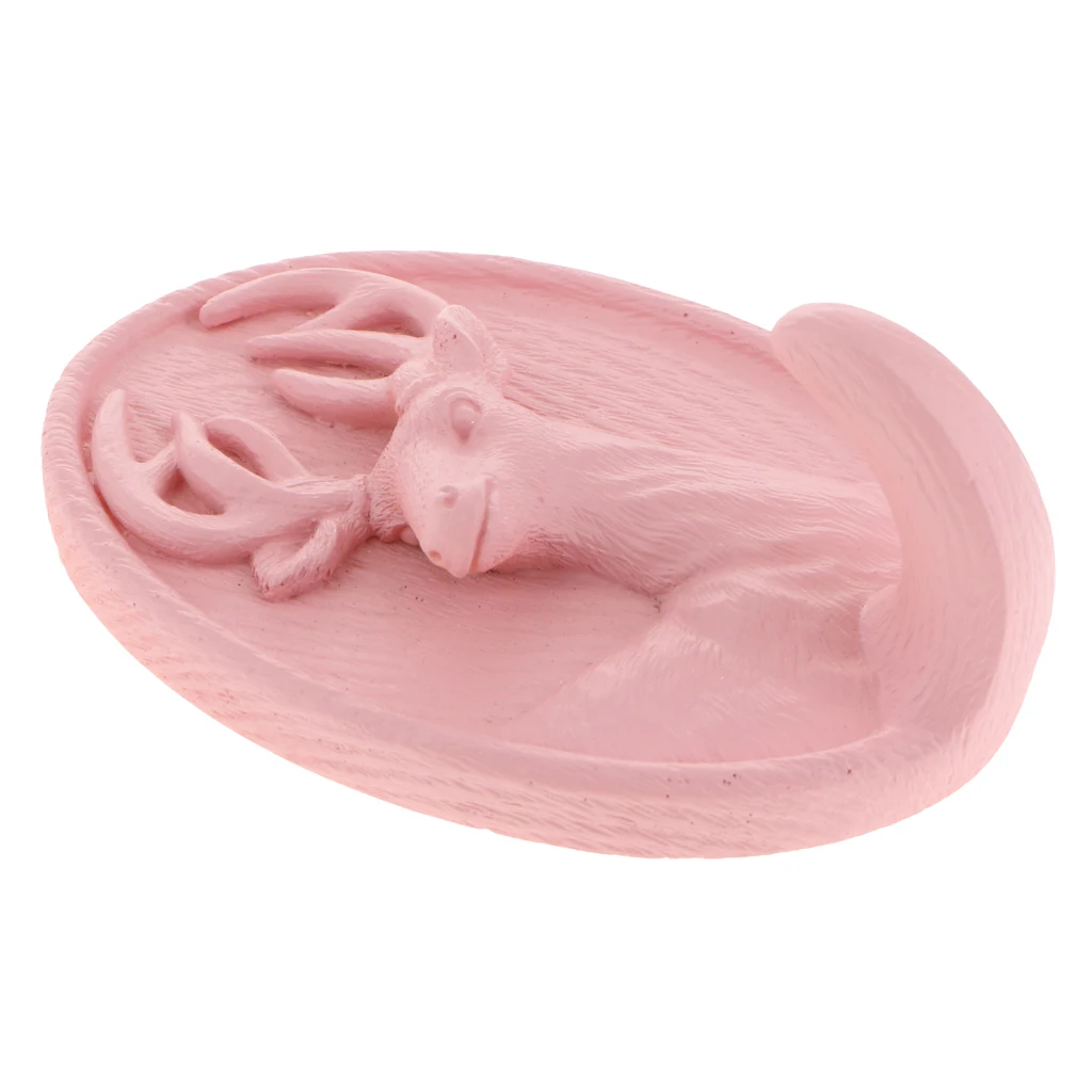 MagiDeal Nordic Self-adhesive 3D Resin Deer Head Wall Mounted Hanger Coat Key Robe Hook Decorative Cloth Bag Holder Pink Blue