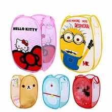 Minions Hello And Kitty Folding Dirty Clothing Laundry Bucket Storage Basket Children’s Toys Shoe Sundries Storage Organizer