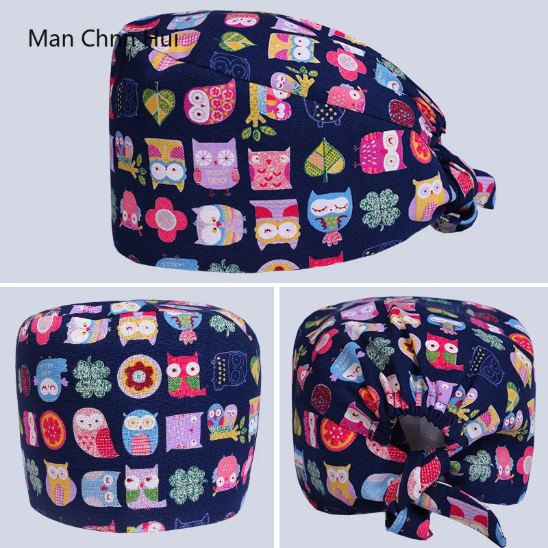 

Surgical cap men and women doctor nurse cap operating room hat dentist pet hospital printing work cap