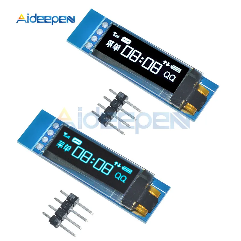 

0.91 inch 128 x 32 White/Blue OLED Display Module IIC I2C interface SSD1306 Driver IC DC 3.3V 5V For Arduino