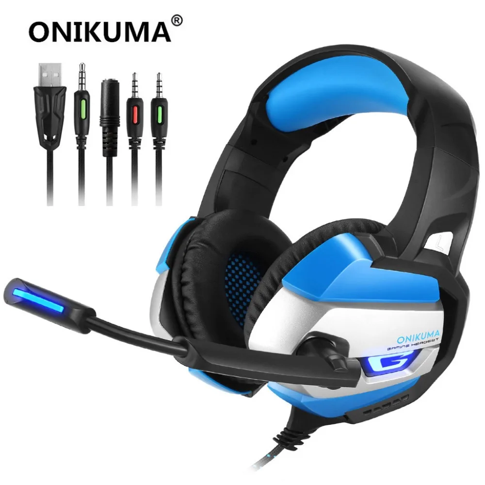 ONIKUMA K5 Beste Gaming Headset Gamer Stereo Tiefe Bass LED Gaming Kopfhörer für PC Laptop Notebook Computer PS4 mit Mikrofon Billig