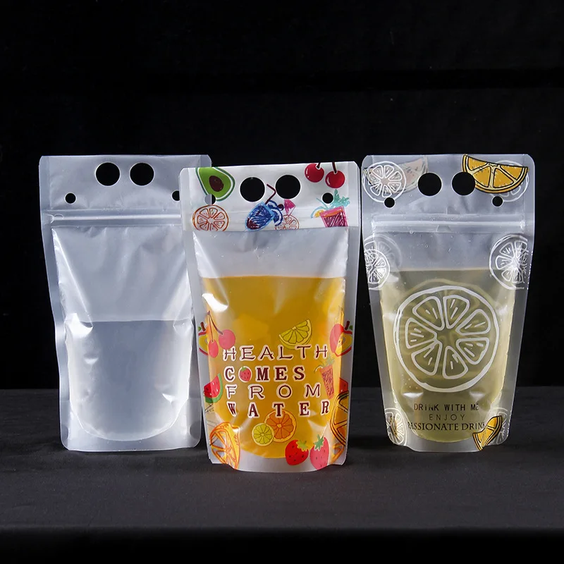 100pcs Transparent zipper ziplock bag juice milk tea coffee takeaway