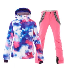 Брендовые новые женские лыжные костюмы, женские лыжные пальто и брюки, Женская Сноубордическая куртка и штаны, водонепроницаемая ветрозащитная зимняя одежда