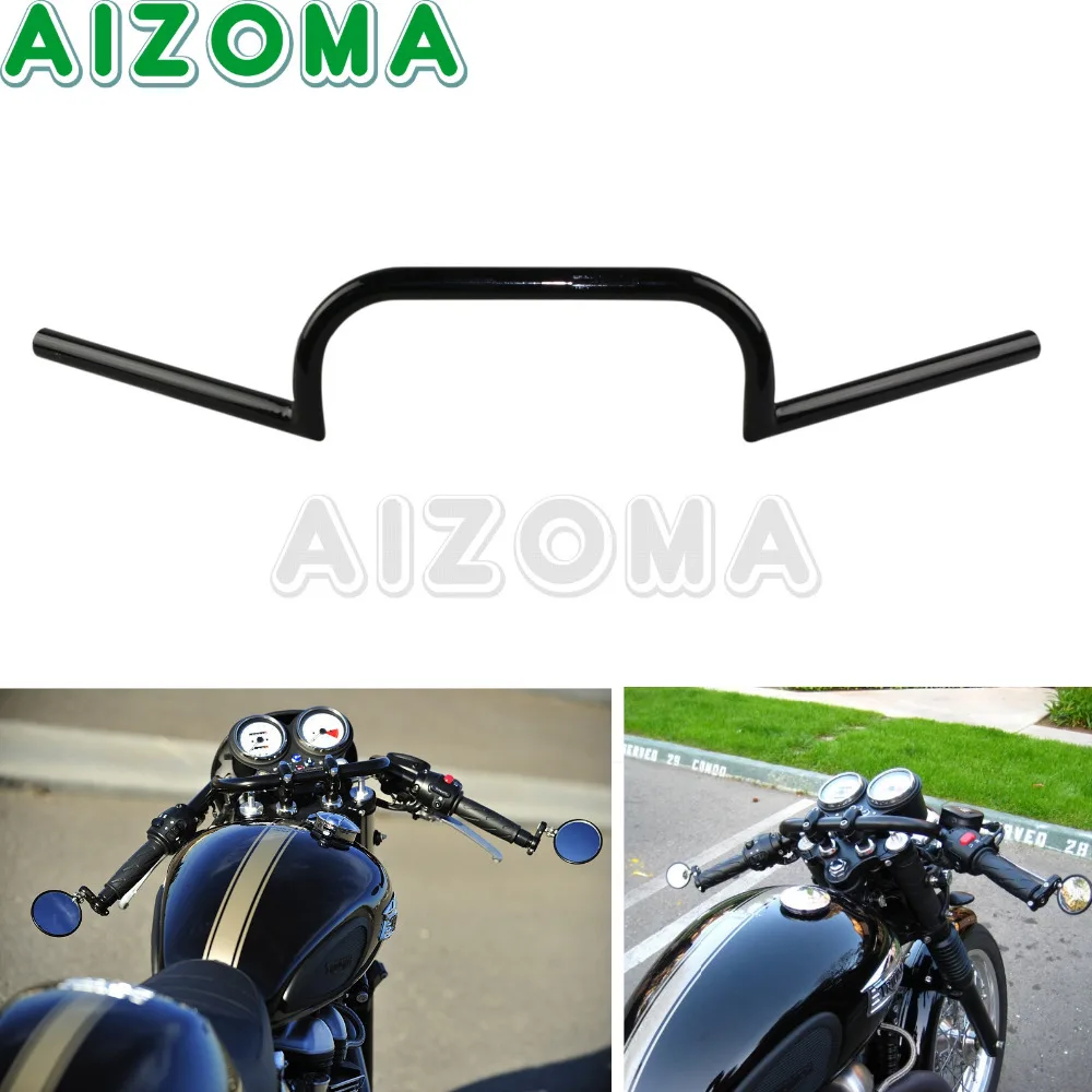 1 Inch Clubman Pullback Motorcycle Black Handlebar 25mm Custom Handle