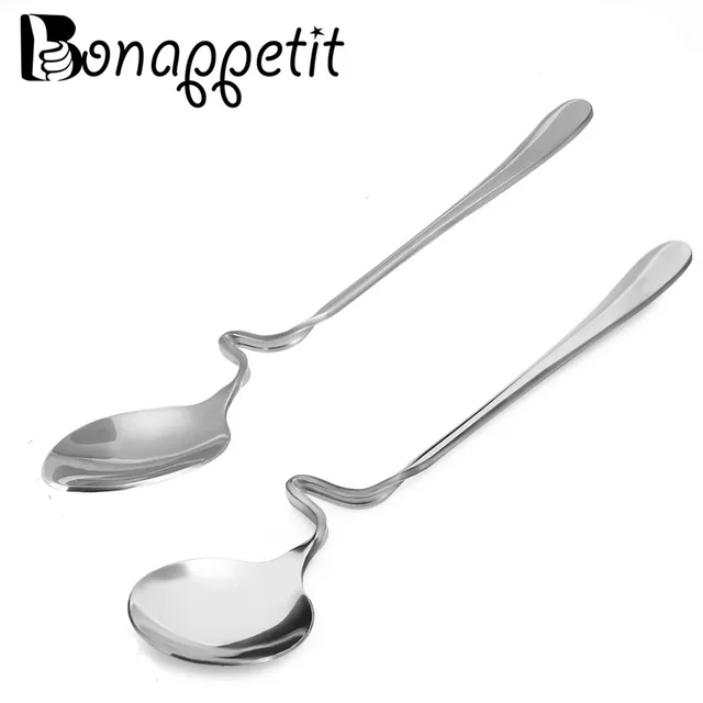 1 Pcs Creative Long Handle spoon Special Modelling Tea Coffee Spoons Stainless Steel Bendable