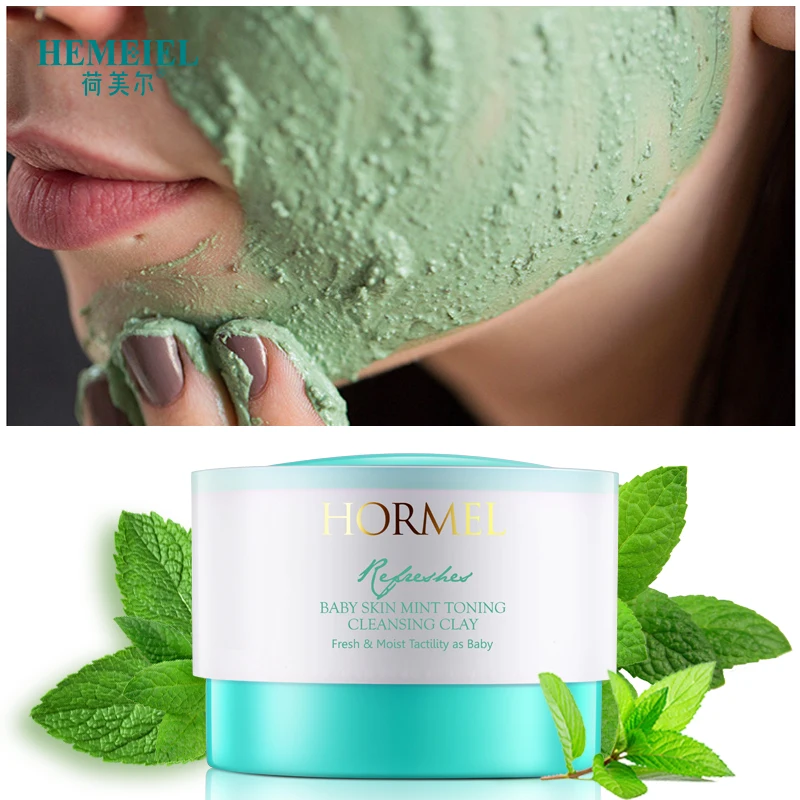 

HEMEIEL Green Mud Face Mask Oil Control Deep Cleaning Shrink Pores Anti Acne Washable Mask Peeling Acne Blackhead Treatment Mask