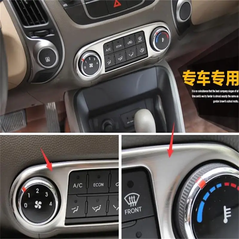 

ABS Chrome Auto Central Control Air Conditioning Panel Button Frame Cover for HYUNDAI Tucson IX35 2011-2013 2014 Car-Styling
