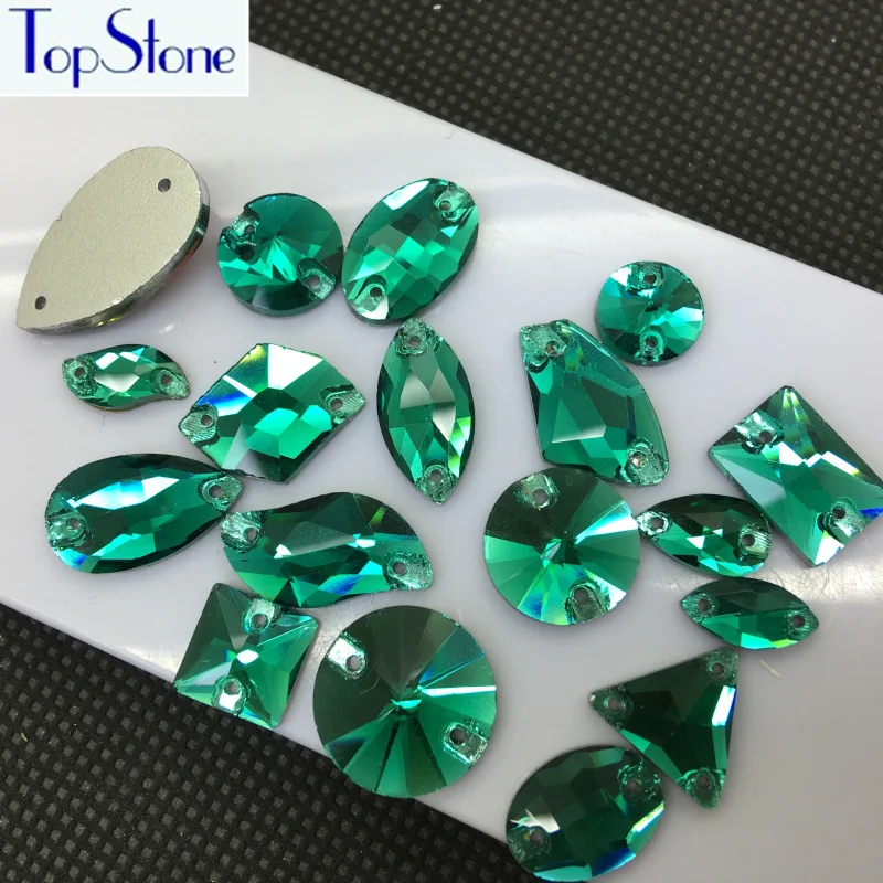 

Green Zircon Color Glass Crystal Sew on Rhinestones Flatback Drop,Oval,Rivoli More Shapes Sew-on Stone Diy Dress Clothing Making