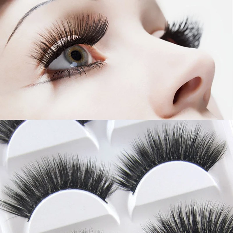 

5 Pairs Natural False Eyelashes 3d Mink False Eyelashes Cross Natural Extension Natural Volume Soft Fake Eye Lashes