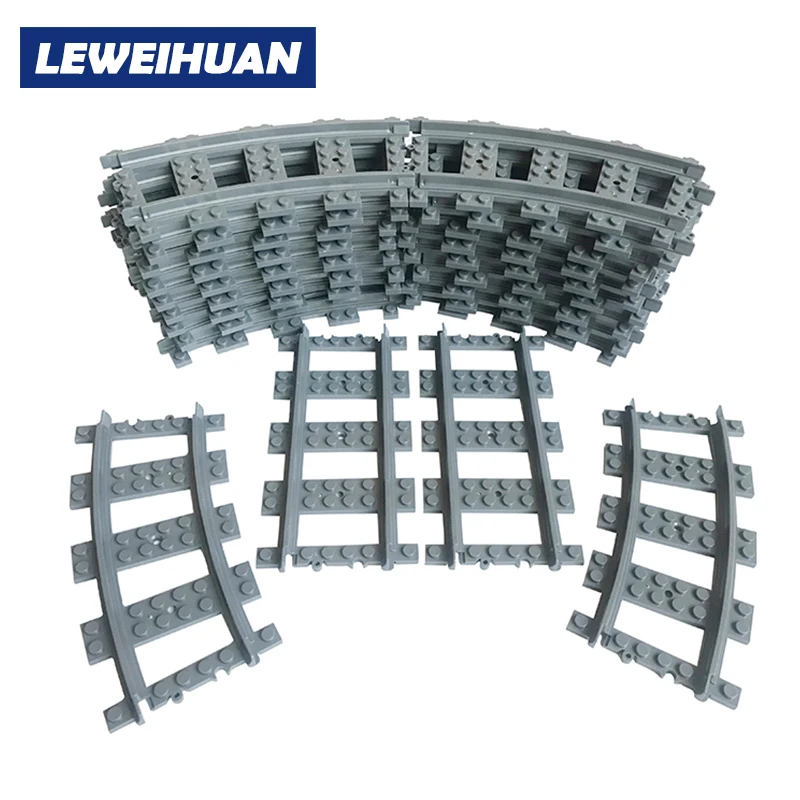 

10-500Pcs/Lot City Trains Train Flexible Track Rail Crossing Straight Curved Rails Building Blocks Set Bricks Model Kids Toys