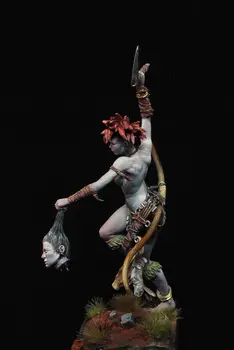 

Assembly Unpainted Scale 1/22 80mm fantasy woman soldier with sword 80mm Historical toy Resin Model Miniature Kit