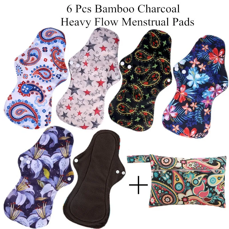 [simfamily]6Pcs ( 5+1Set )Heavy Flow Menstrual Pads Set Resualable