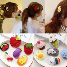 Корейский стиль; фетровая ткань для маленьких девочек; заколка для волос с милым рисунком фруктов, клубники, животных; заколка для волос; аксессуары для волос