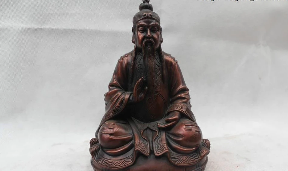 

10"China Chinese Tibet Taoism Folk Bronze Taoist Lao Jun Buddha Statue