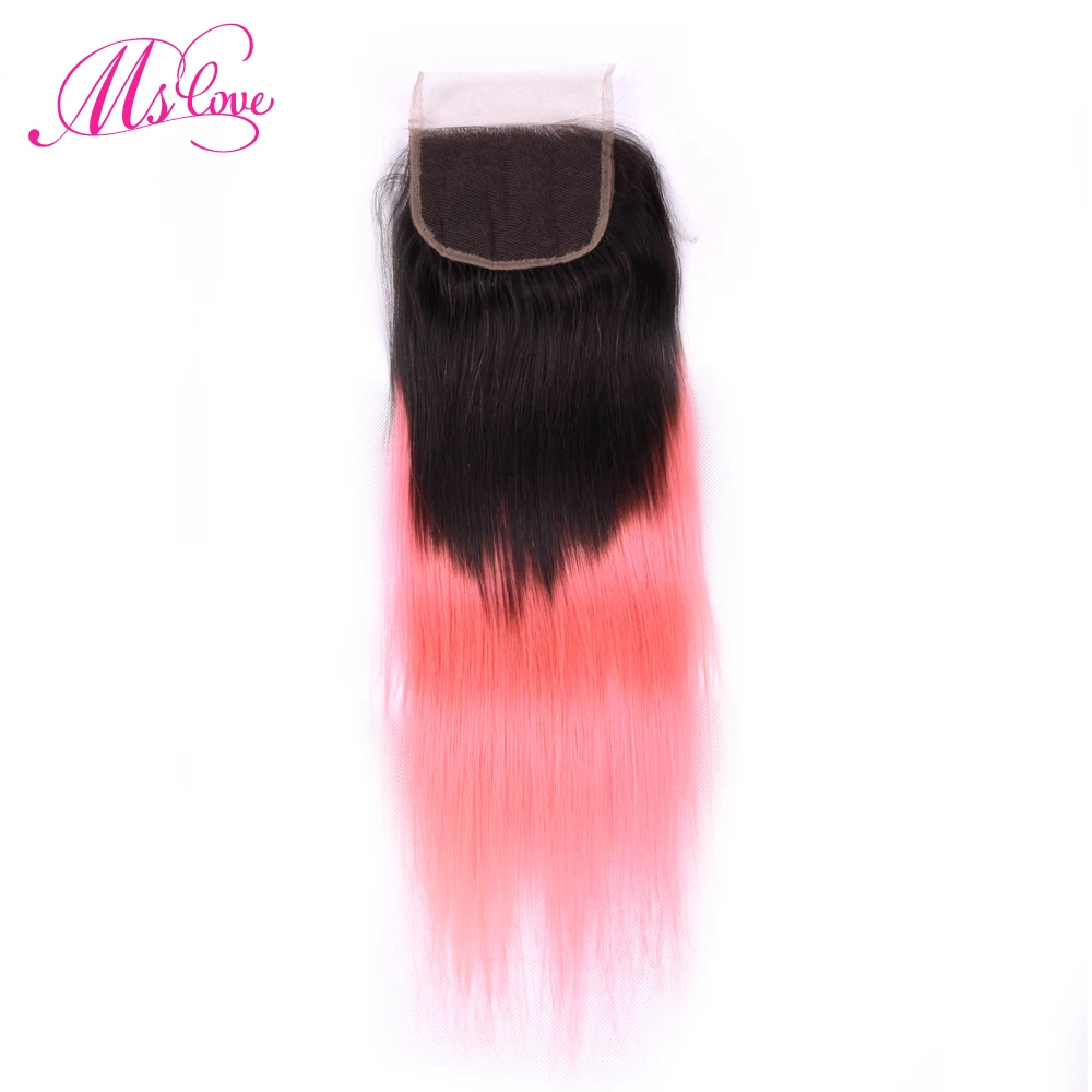 Ms Love Pre Colored Tb/Rose Glod Ombre Hair Bundles With Closure Remy Brazilian Human Hair Straight Bundles With Lace Closure Ms Love Pre Colored Tb/Rose Glod Ombre Hair Bundles With Closure Remy Brazilian Human Hair Straight Bundles With Lace Closure