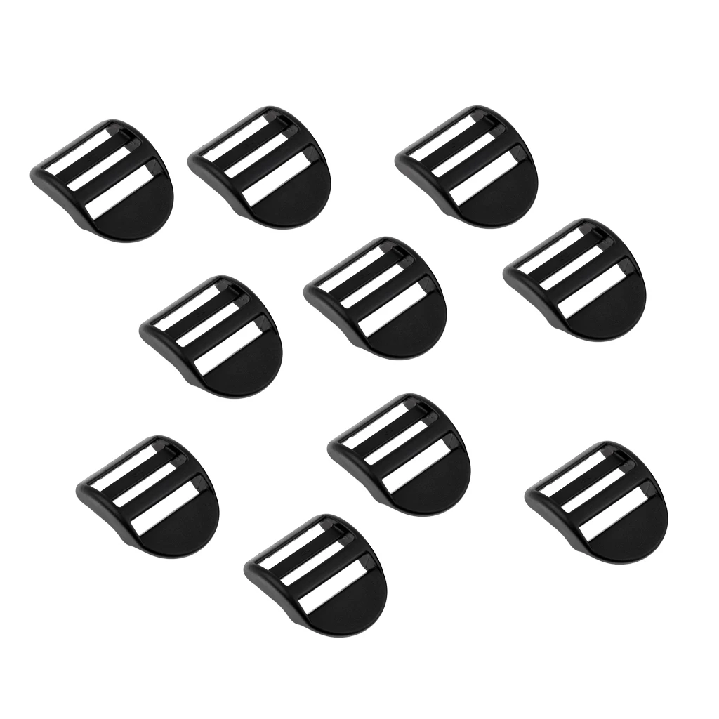 

Set Of 10pcs Black Durable Slide Buckles For 25mm/ 1 Inch Outdoor Camping Backpack Webbing Strap