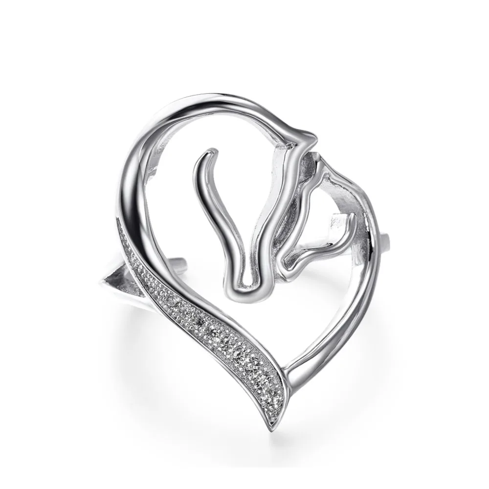 YFN 925 пробы серебряные кольца с кубическим цирконием в форме сердца регулируемые женские ювелирные изделия Серебряное кольцо с оленем ювелирные изделия женские кольца из стерлингового серебра