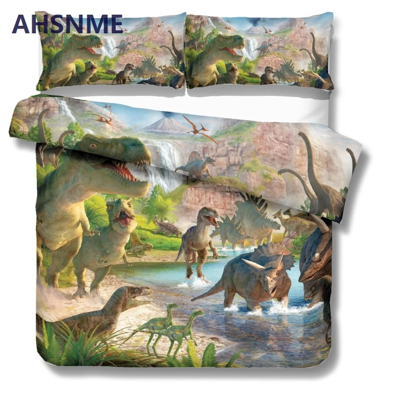 Ahsnme dinossauro dos desenhos animados jogo de cama t-rex padrão colcha  capa favorito do menino têxteis para casa multi-país tamanho para  au/eua/ue/ru - AliExpress